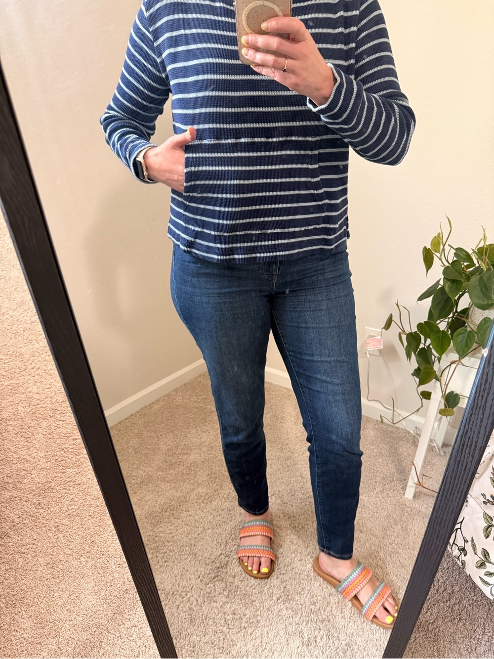 Pact Organic Cotton Navy and White Striped Lightweight Sweater - Picture 6 of 11
